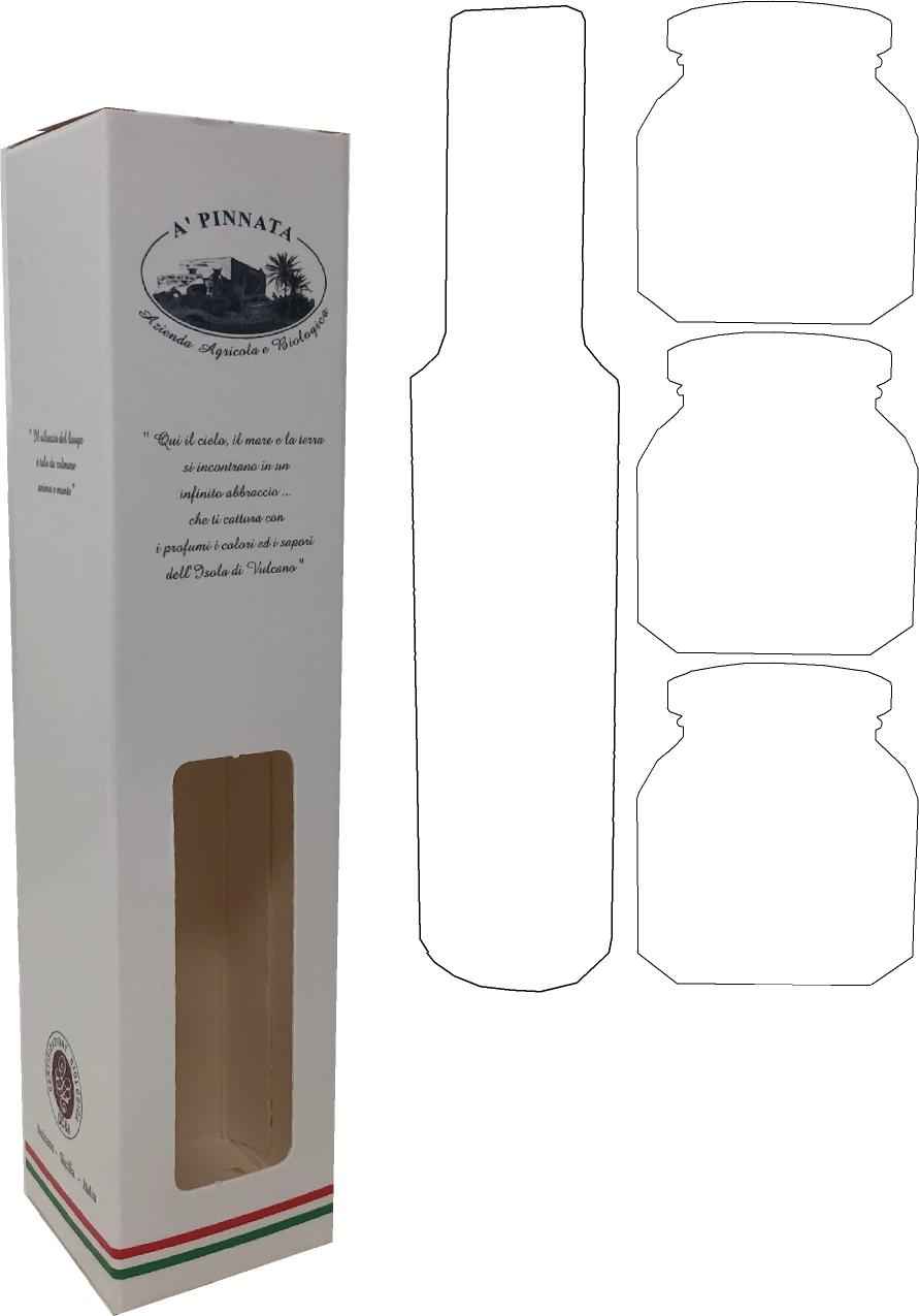 astuccio in cartone per 3 vasetti da 212ml oppure olio da 500ml 